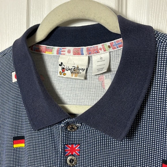 VINTAGE Disney EPCOT Mickey world flags polo size XL 100% Cotton - Picture 9 of 13